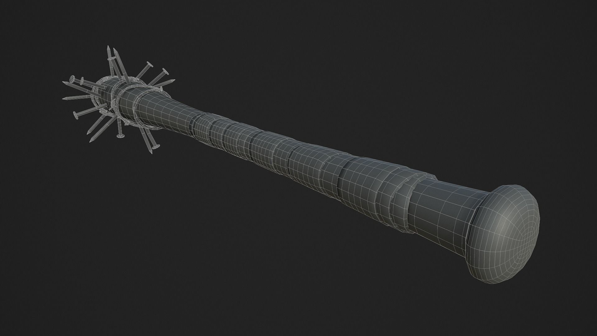 Nailed and Barbed Baseball Bat Low-poly 3D model_13