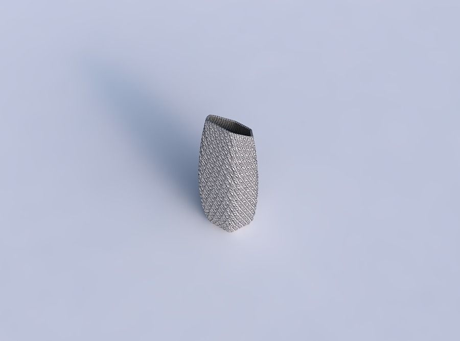Vase bent hexagon with twisted diagonal grid dents 3D print model_6