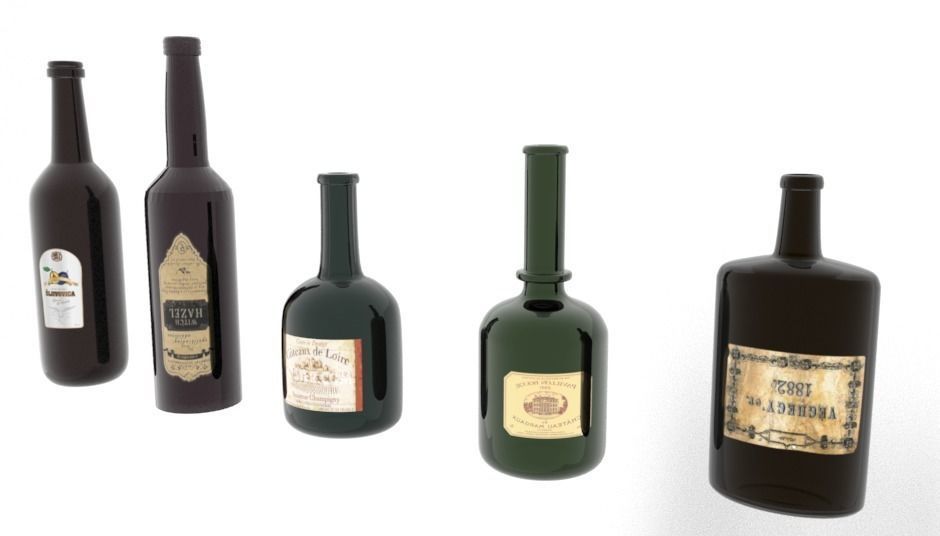 empty bottle wine 3D model_1