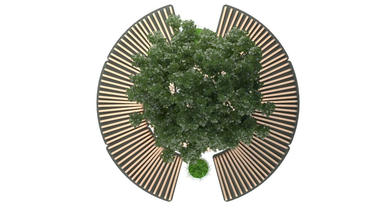 Parametric modern bench Low-poly 3D model_9