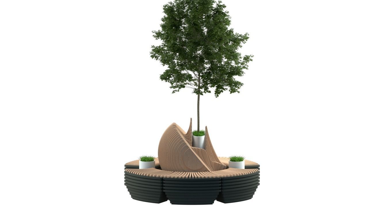 Parametric modern bench Low-poly 3D model_7