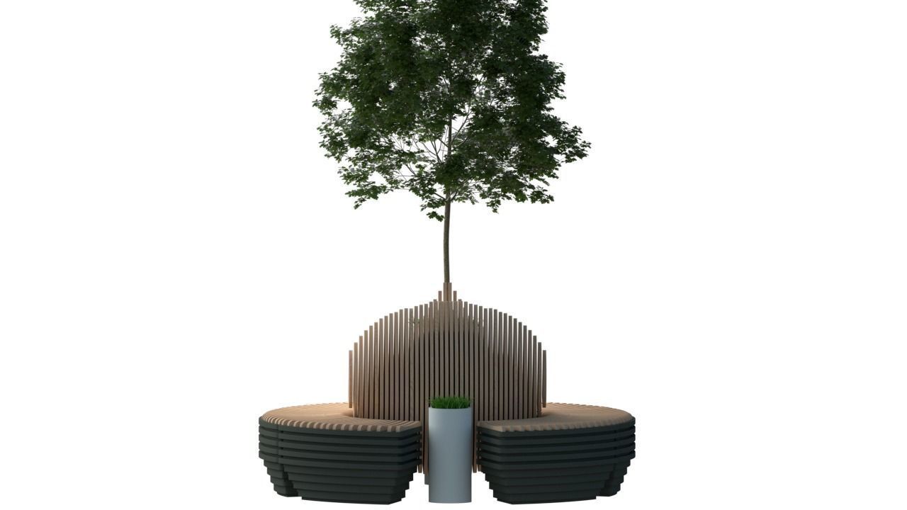 Parametric modern bench Low-poly 3D model_4