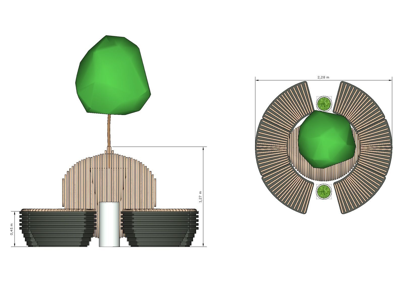 Parametric modern bench Low-poly 3D model_10