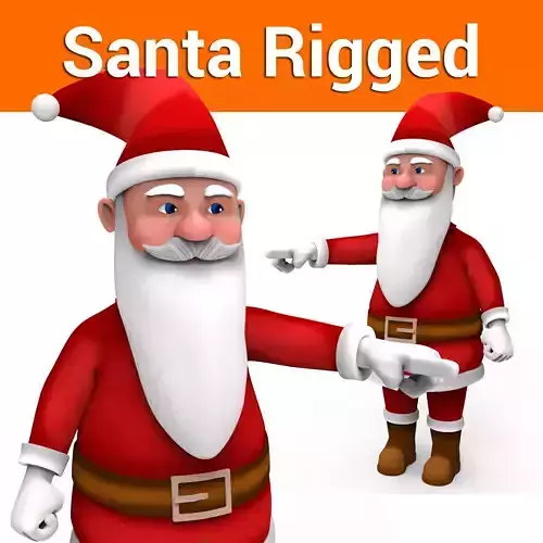 low poly cartoon Santa rigged 3D model Low-poly 3D model