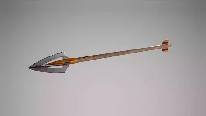 Arrow weapon with wooden handle Low-poly 3D model