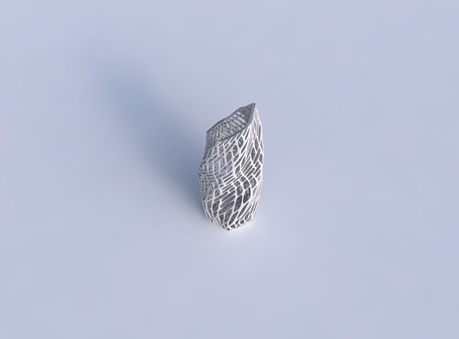 Vase bent hexagon with twisted lattice tiles 3D print model_1