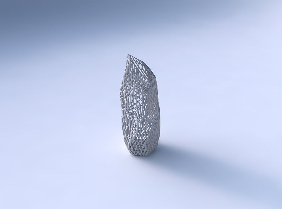 Vase bent hexagon with twisted lattice tiles 3D print model_3