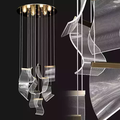 candela chandelier made of glass and metal