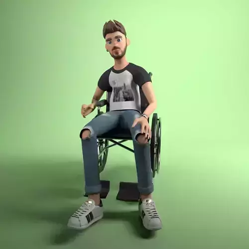 Wheelchair Guy Low-poly 3D model