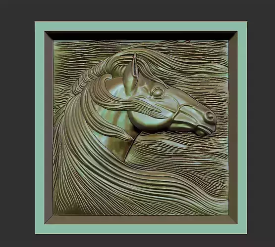 Horse silver head in frame