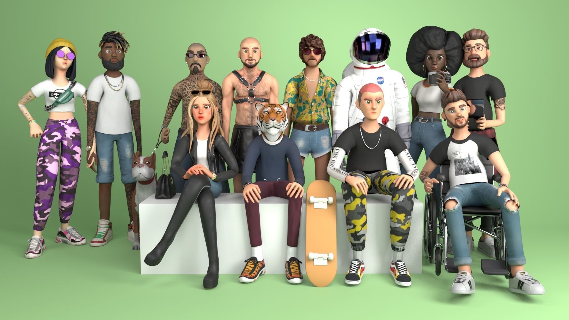 Pack 12 Characters Low-poly 3D model_2