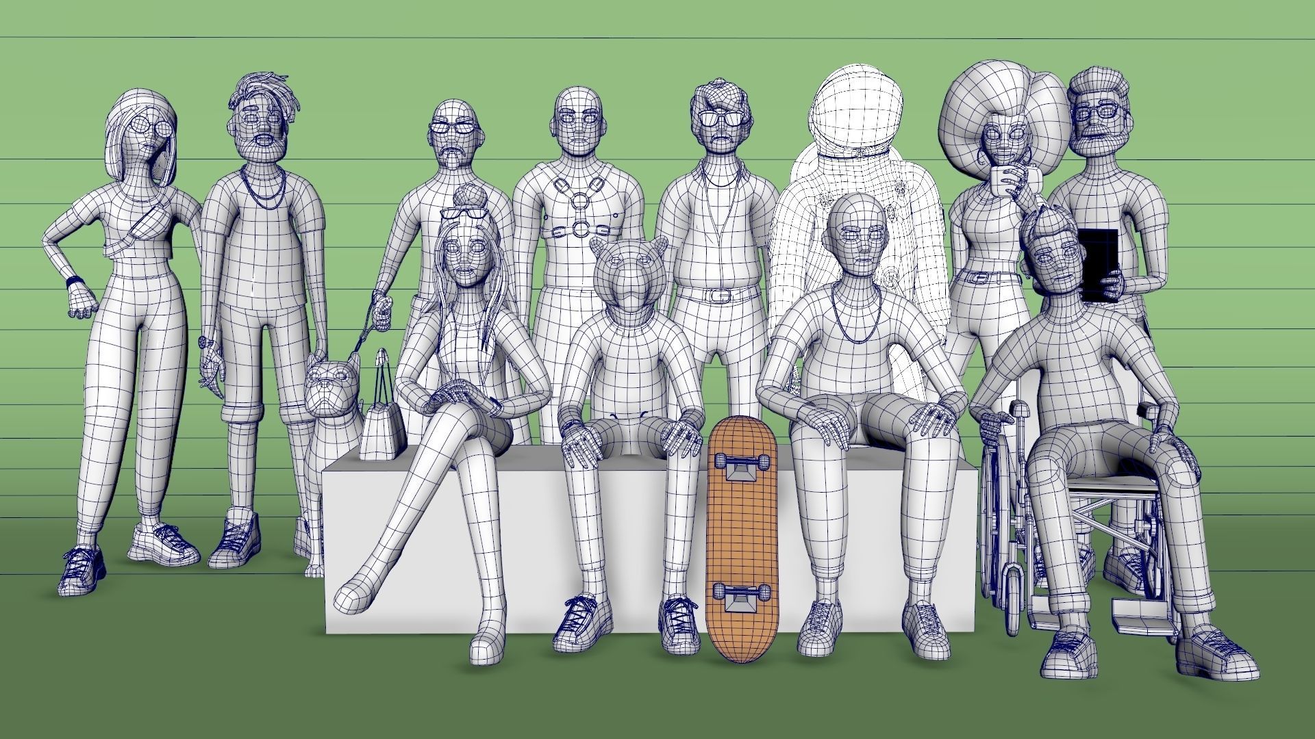 Pack 12 Characters Low-poly 3D model_3