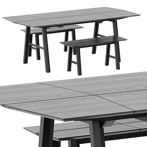 TABLE AND BENCH SAVIA BY WOODENDOT 3D model