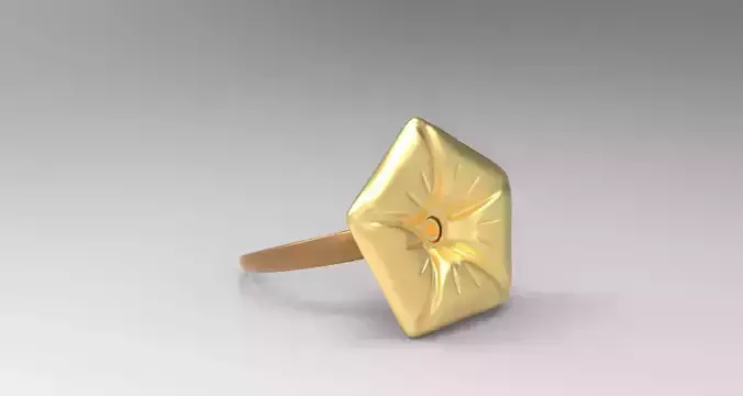 Pentagonal Flower Ring Gold 3D print model