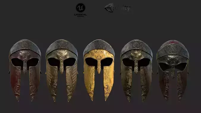 Helmet in Greek Antique Spartan Style Low-poly 3D model