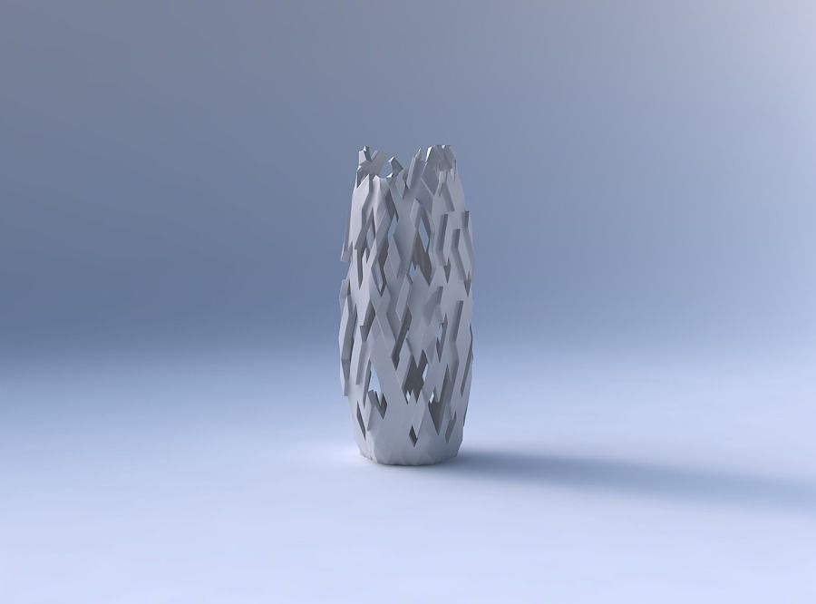 Vase double arc hexagon with cuts and bulges 3D print model_4