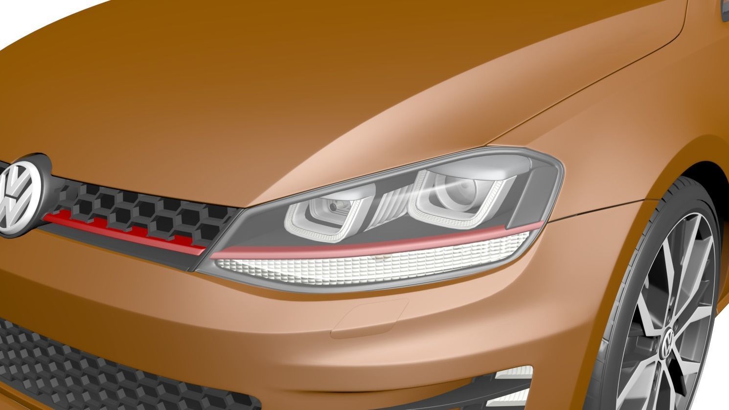 Wolswagen Golf 7 Low-poly 3D model_6