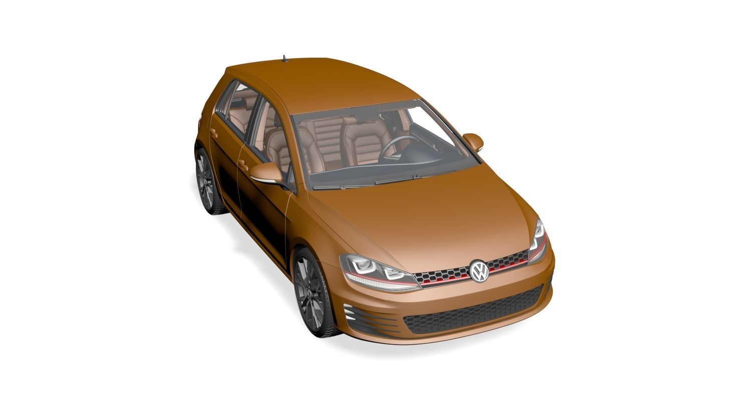 Wolswagen Golf 7 Low-poly 3D model_4