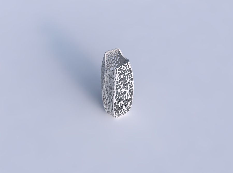 Vase double arc hexagon with dense twisted organic lattice 3D print model_1