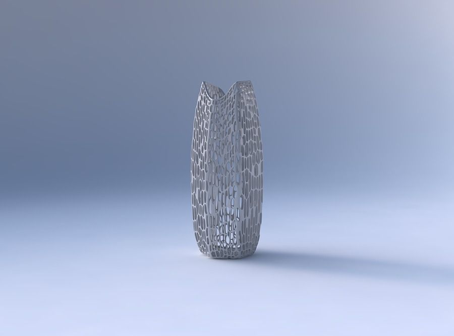 Vase double arc hexagon with dense twisted organic lattice 3D print model_4