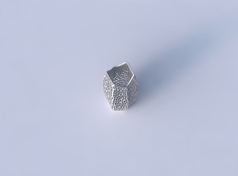 Vase double arc hexagon with dense twisted organic lattice 3D print model_2