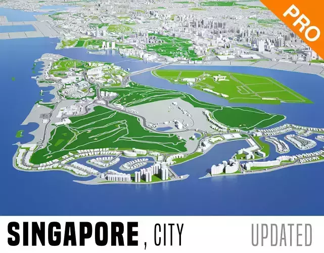 Singapore City Low Poly VR AR  Low-poly 3D model