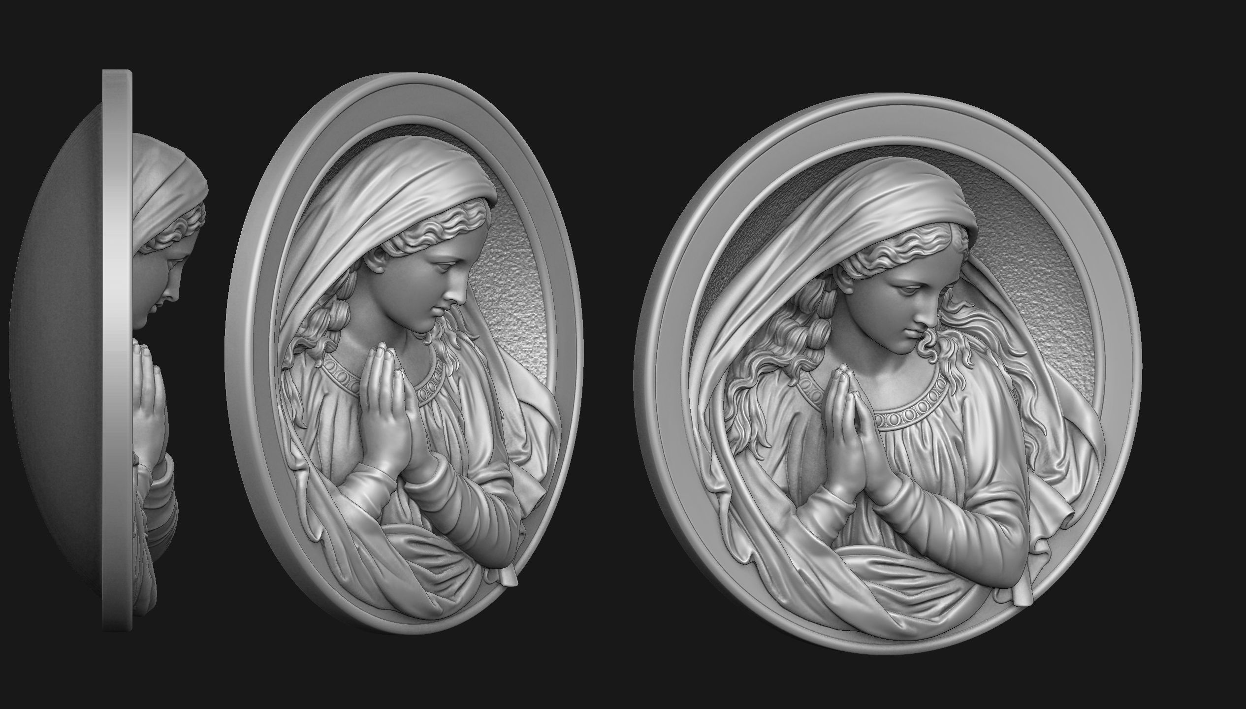 Holy Mary Medallion 3D print model_1