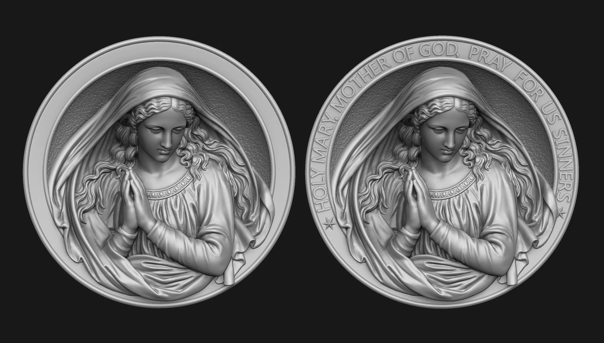 Holy Mary Medallion 3D print model_0