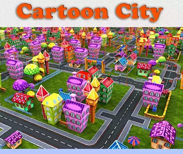 3D cartoon city toon Model