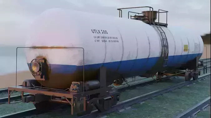 Railway Tank Car - Railroad - Train Tank Wagon Low-poly 3D model
