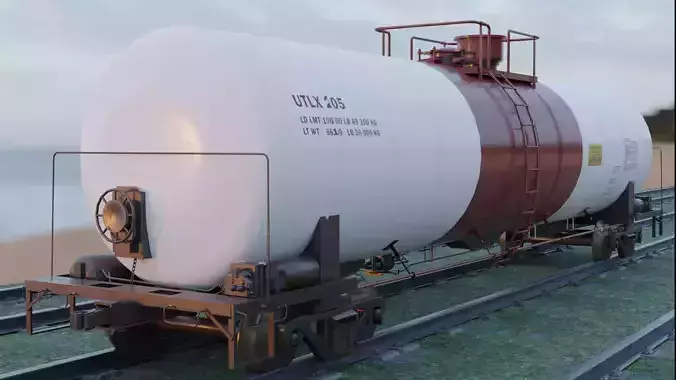 Railway Tank Car - Railroad - Train Tank Wagon Low-poly 3D model