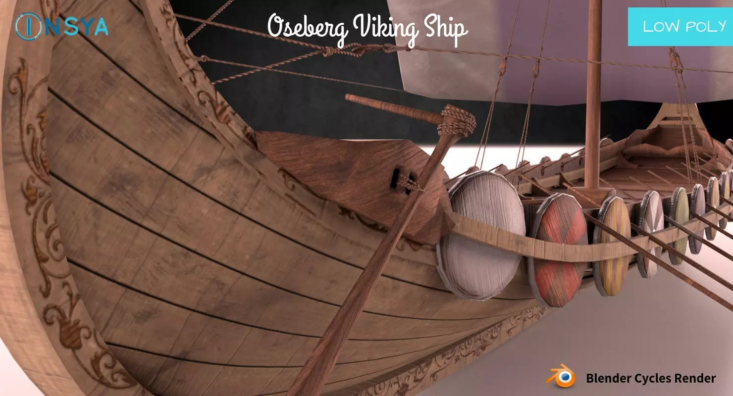Oseberg Viking Ship Low-poly 3D model Low-poly 3D model_0