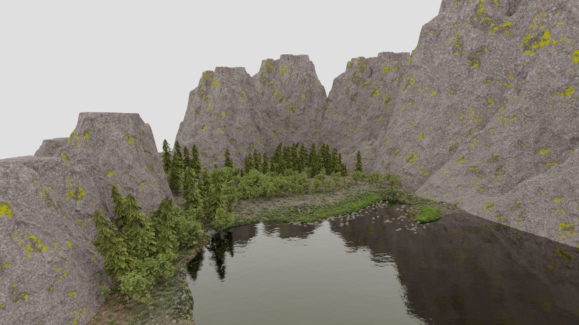 Scene Lake 3D model_5