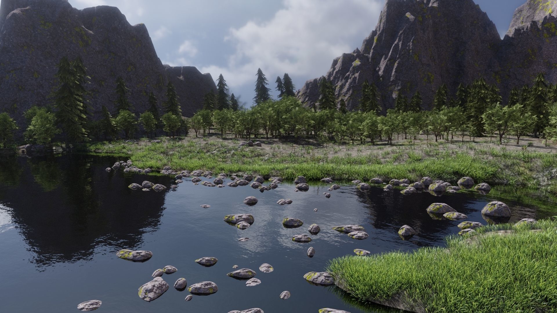 Scene Lake 3D model_1