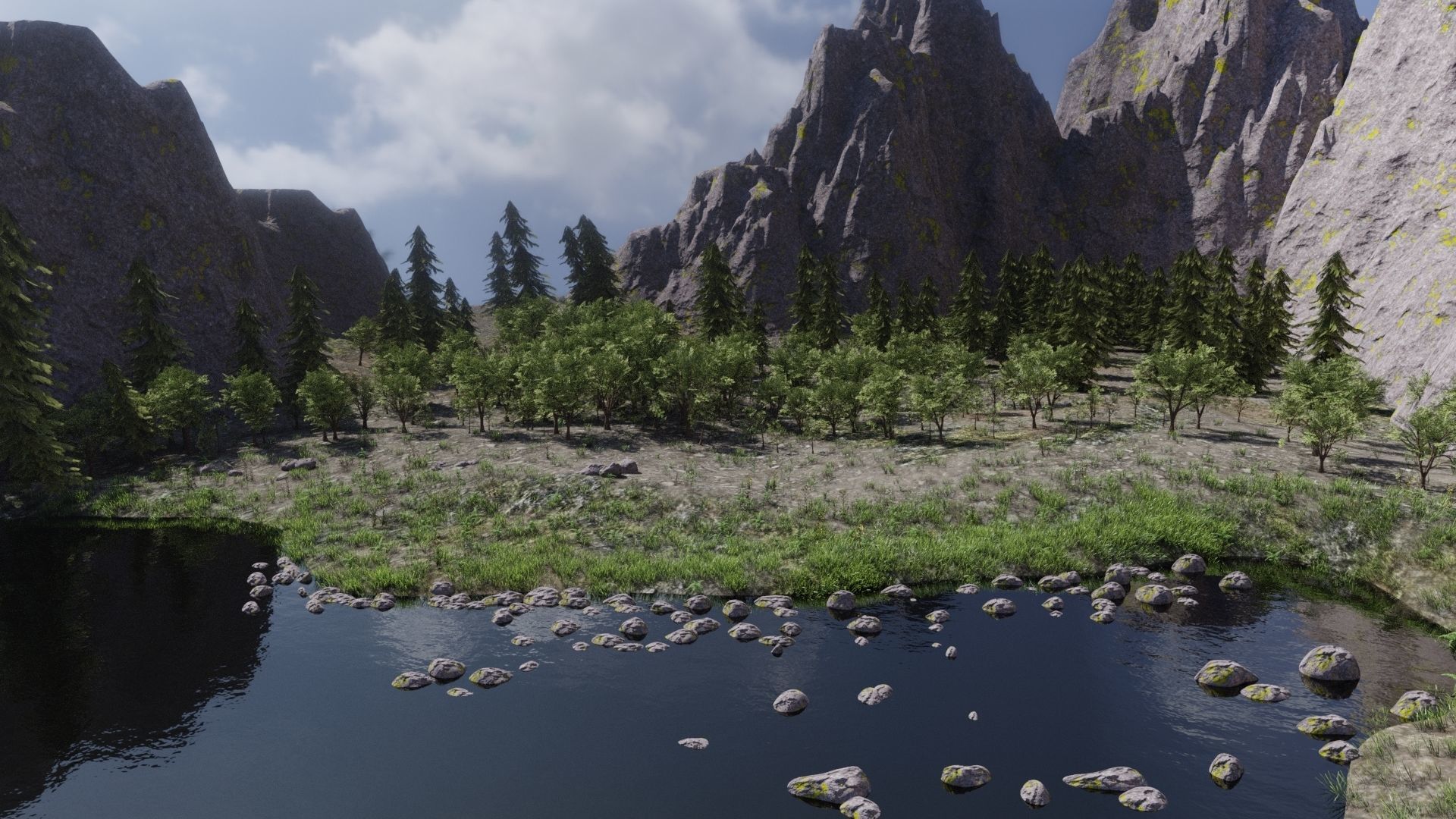 Scene Lake 3D model_2