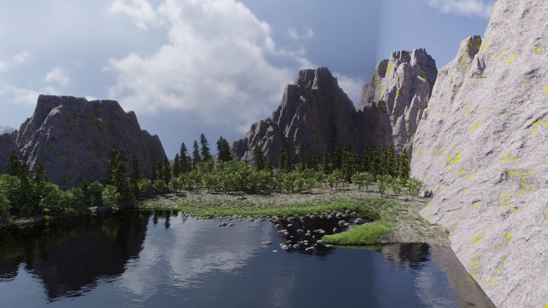 Scene Lake 3D model_3