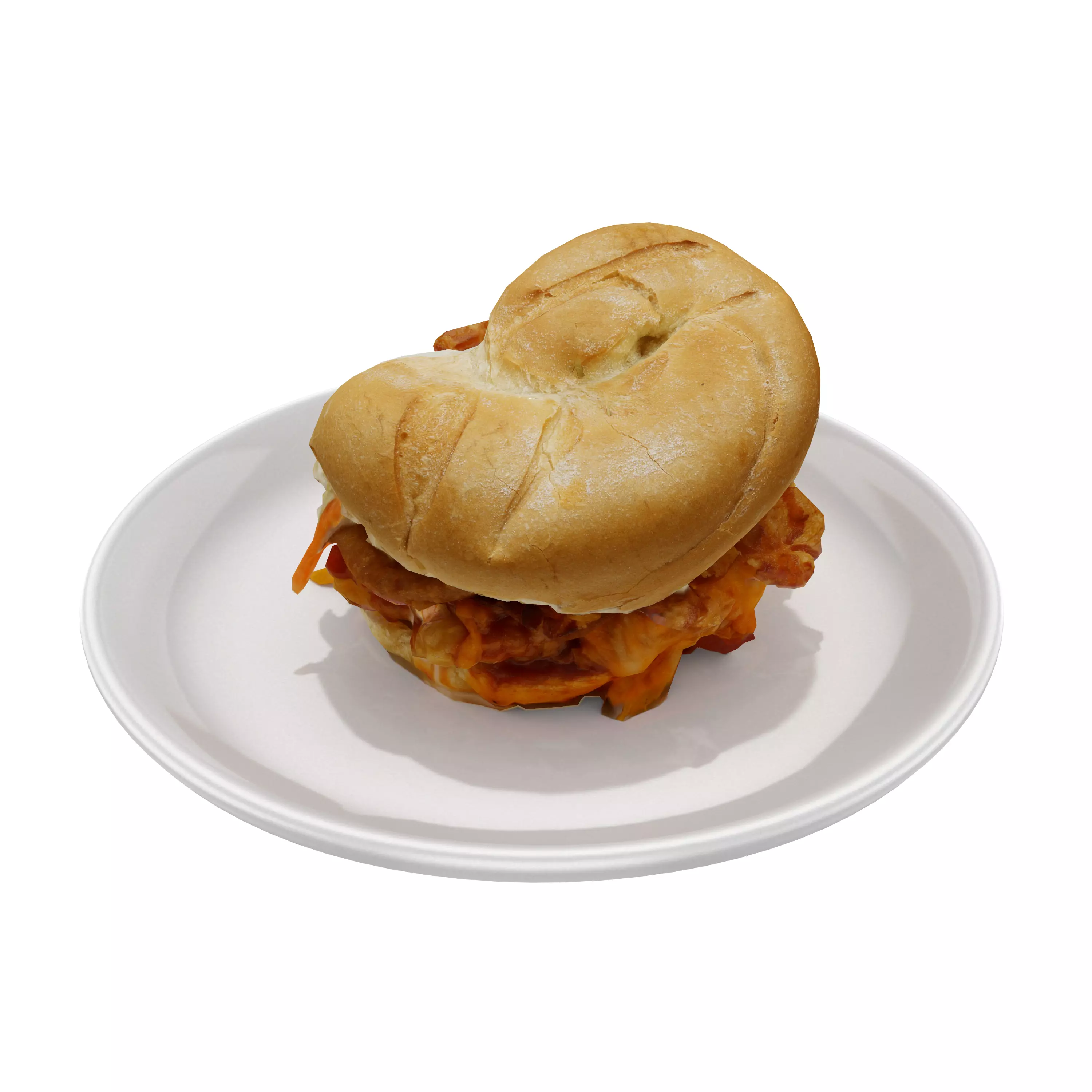 Burger Low-poly 3D model sandwich on plate Low-poly 3D model_0