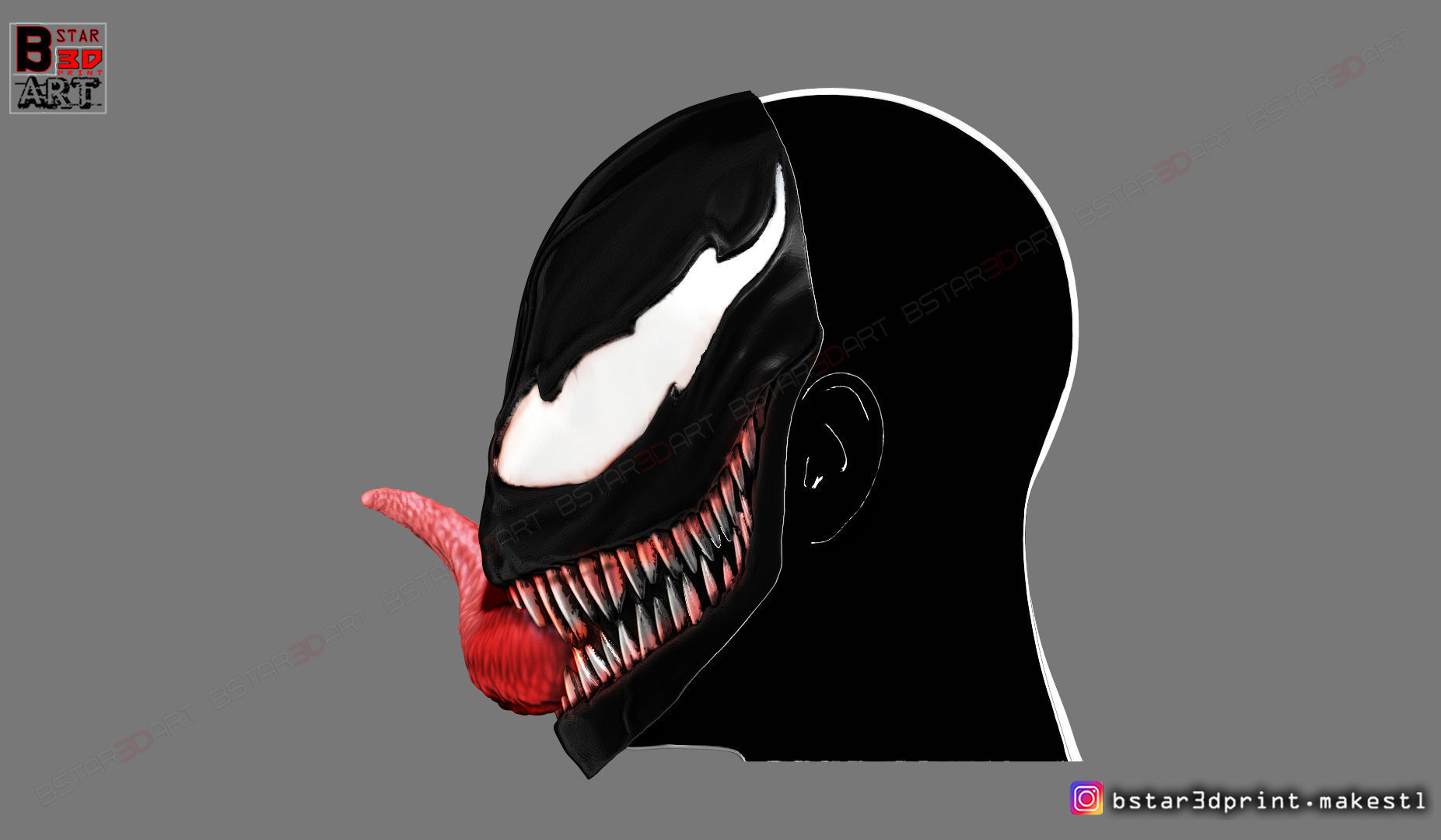 Venom Half Mask - Marvel Cosplay - Halloween Mask 3D print model_6