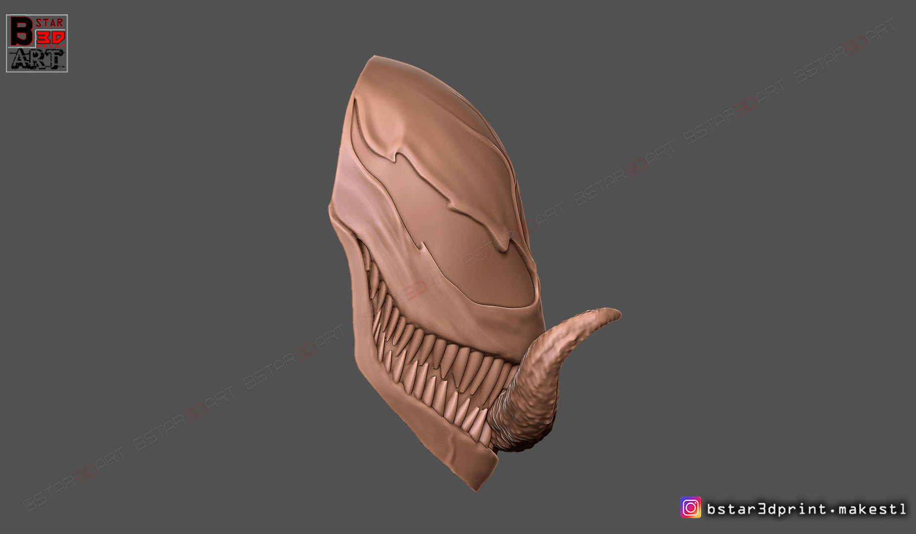 Venom Half Mask - Marvel Cosplay - Halloween Mask 3D print model_18