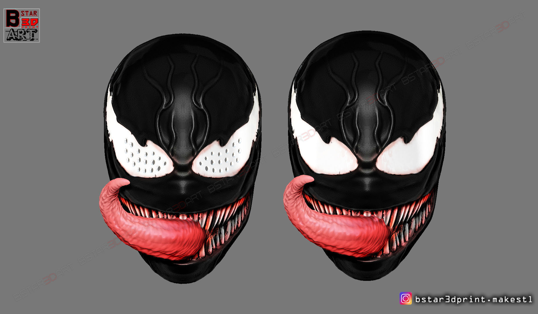Venom Half Mask - Marvel Cosplay - Halloween Mask 3D print model_4
