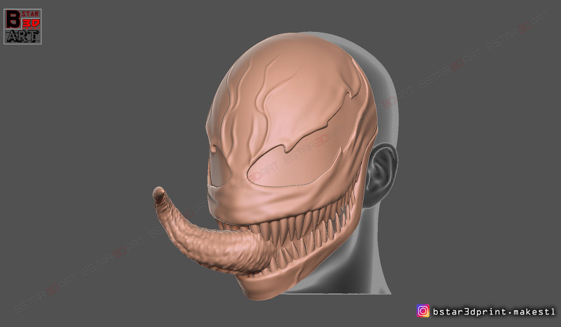 Venom Half Mask - Marvel Cosplay - Halloween Mask 3D print model_21