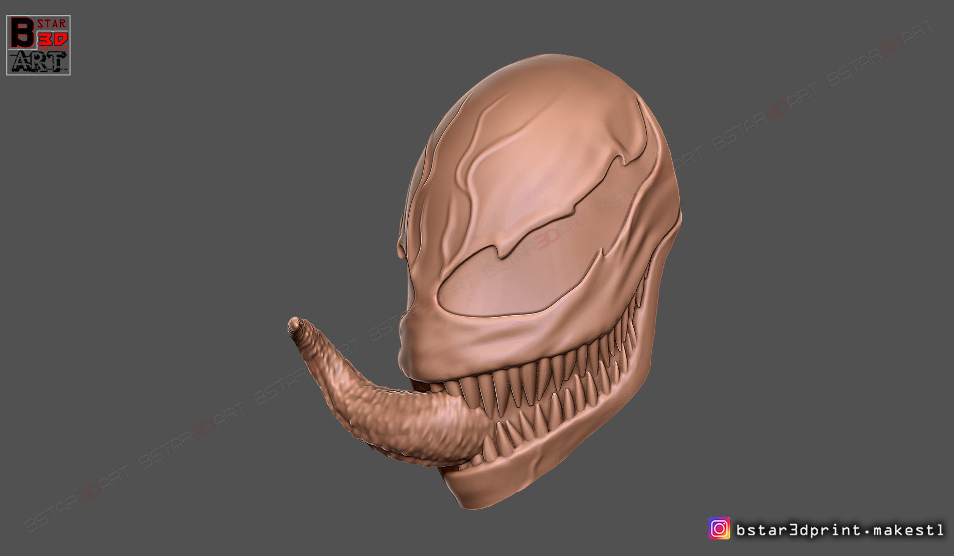 Venom Half Mask - Marvel Cosplay - Halloween Mask 3D print model_15