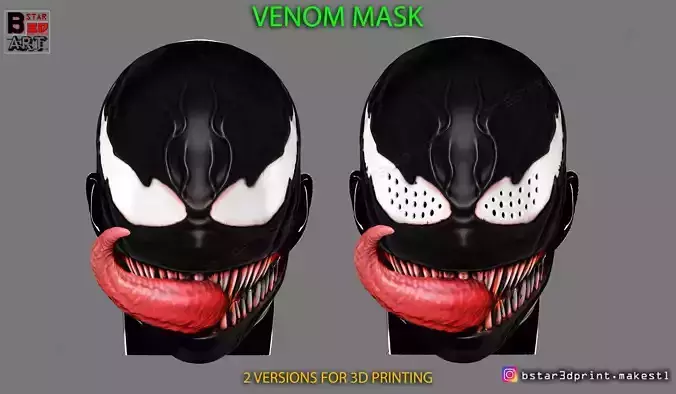 Venom Half Mask - Marvel Cosplay - Halloween Mask  3D print model