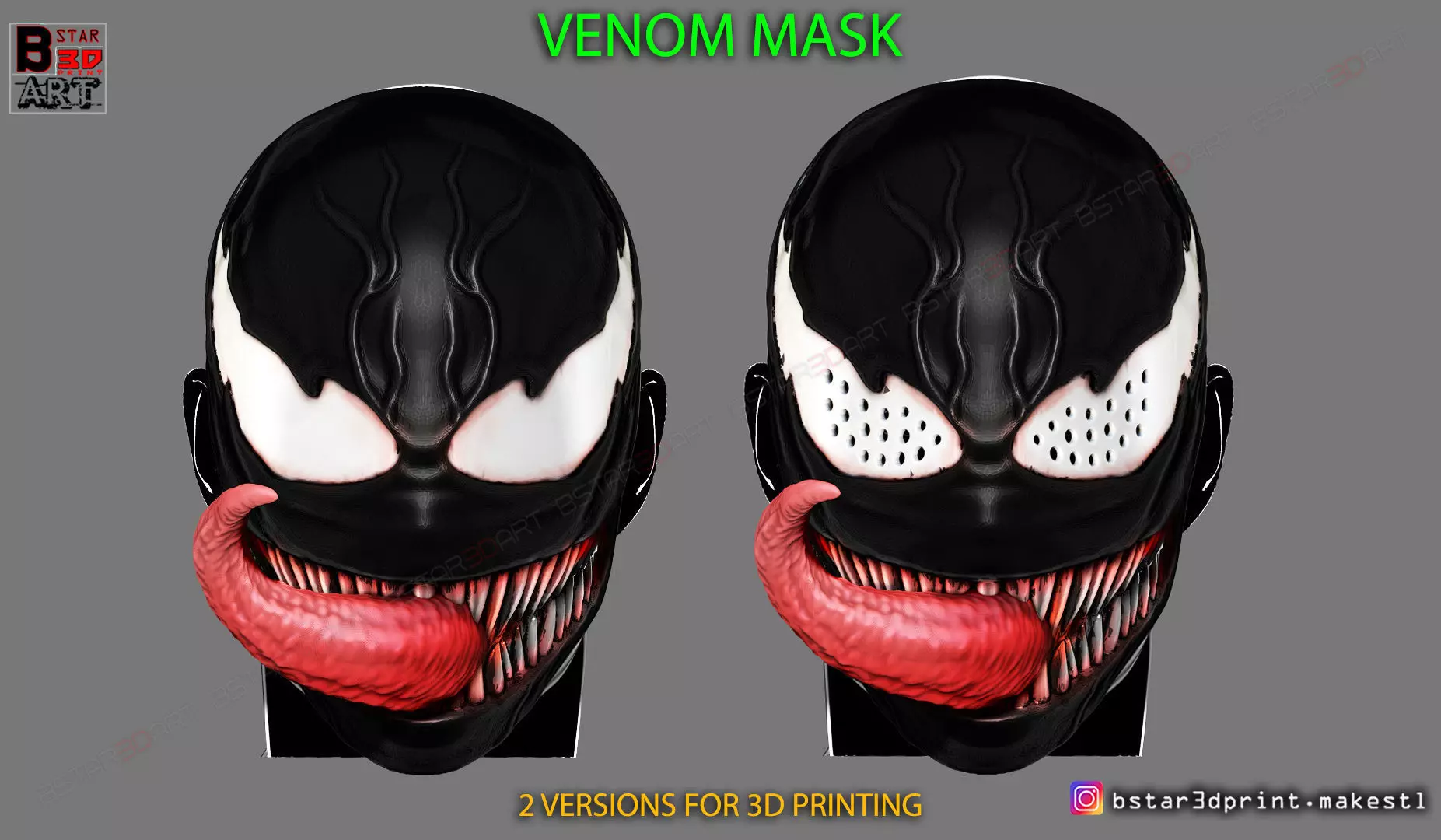 Venom Half Mask - Marvel Cosplay - Halloween Mask 3D print model_0