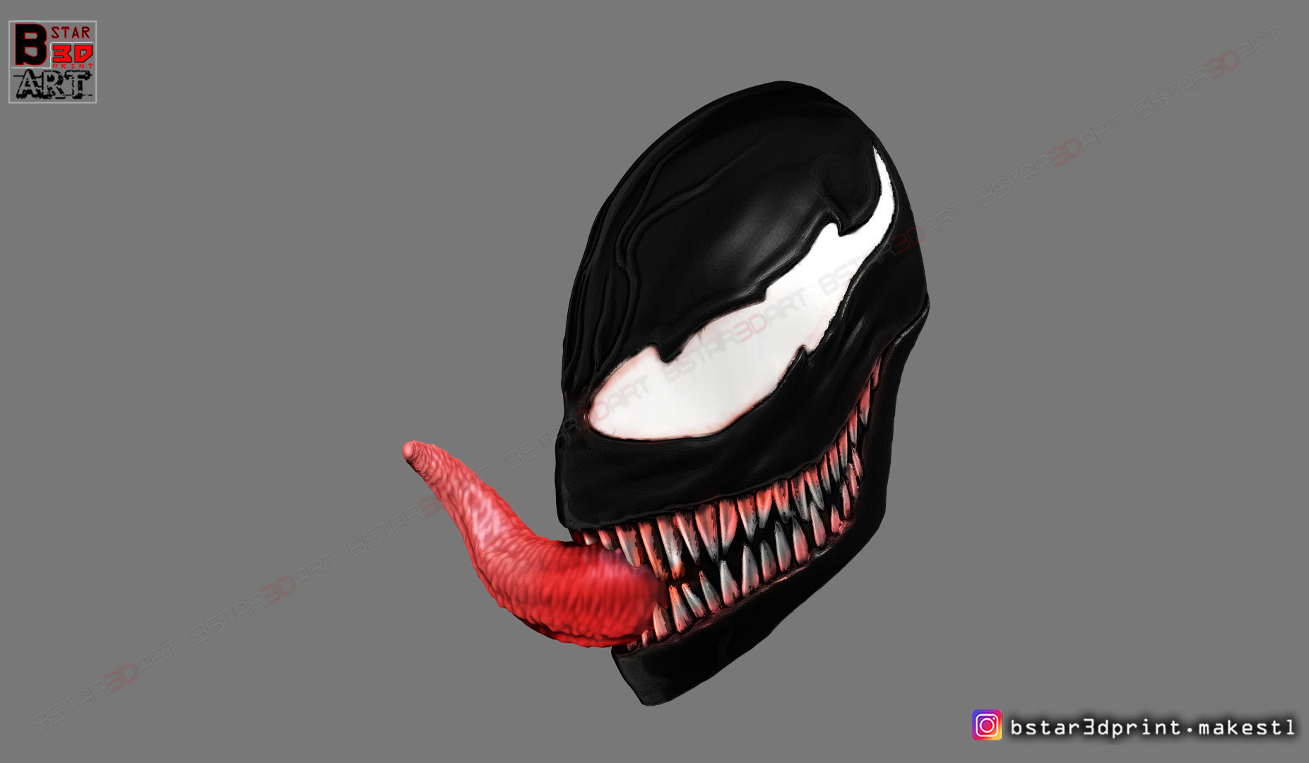 Venom Half Mask - Marvel Cosplay - Halloween Mask 3D print model_10