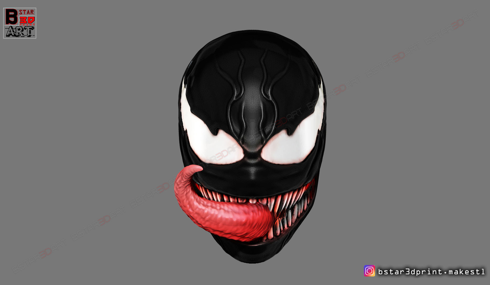 Venom Half Mask - Marvel Cosplay - Halloween Mask 3D print model_9