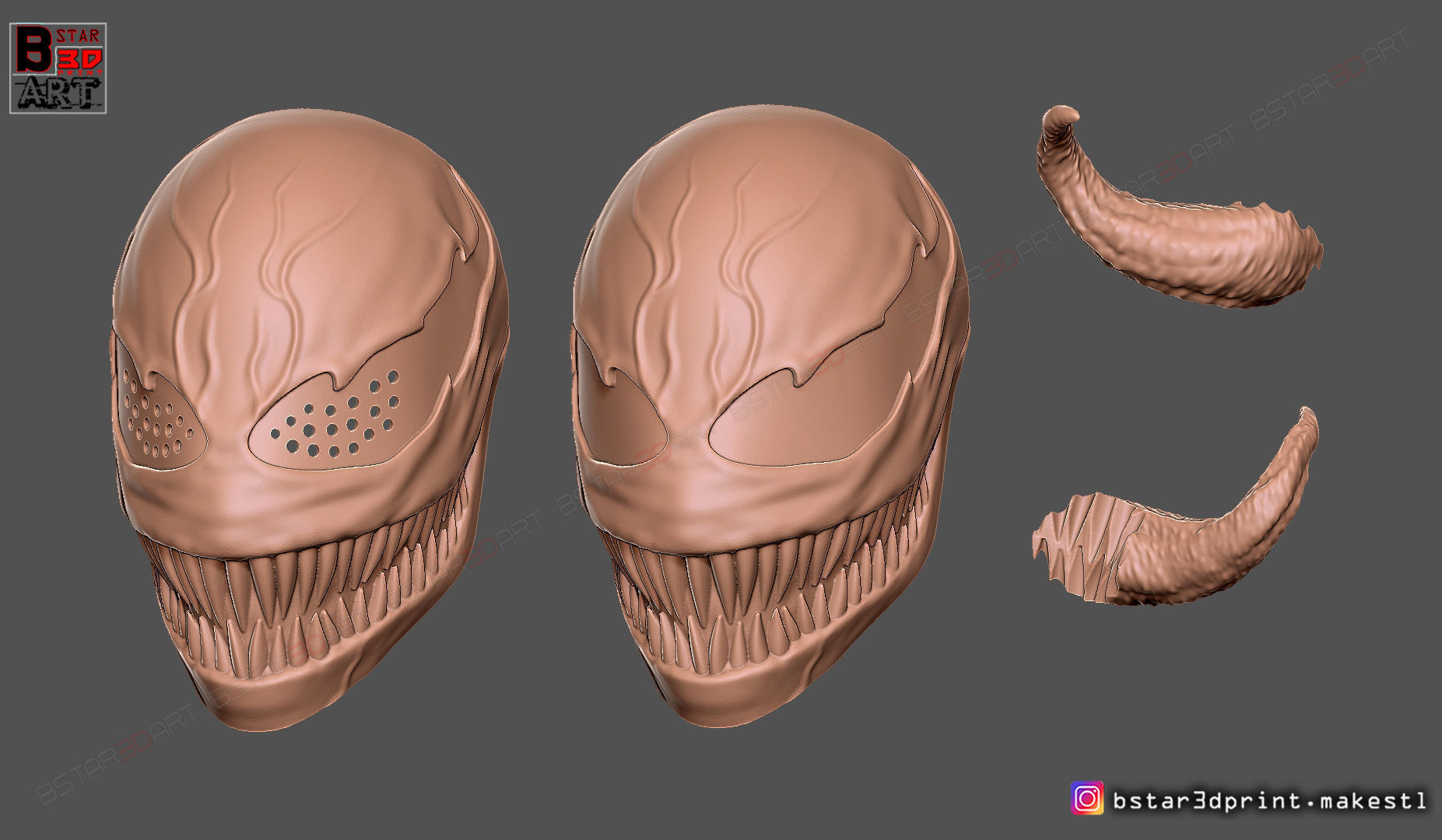 Venom Half Mask - Marvel Cosplay - Halloween Mask 3D print model_23
