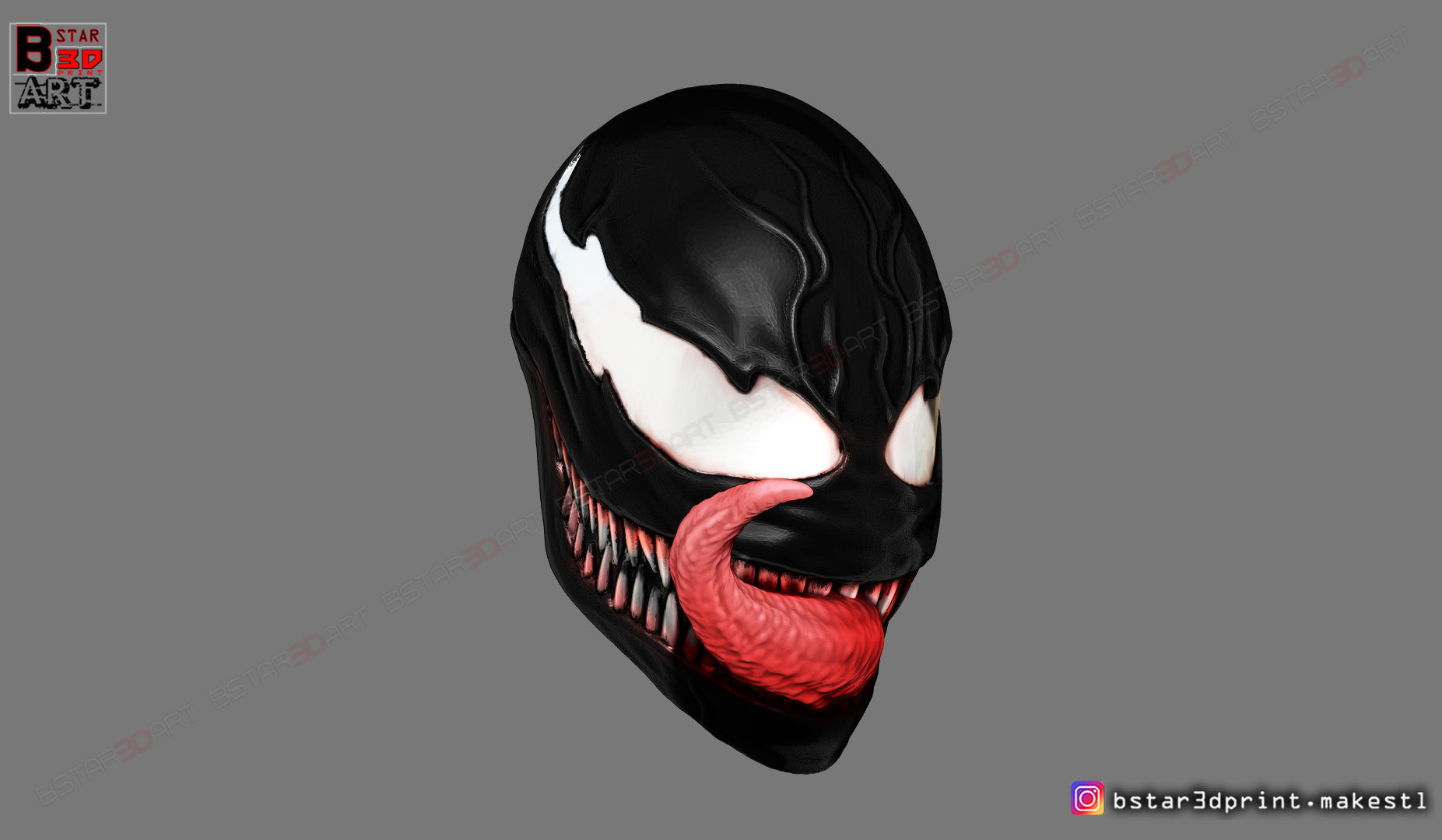 Venom Half Mask - Marvel Cosplay - Halloween Mask 3D print model_13
