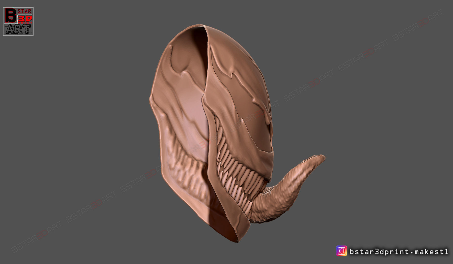 Venom Half Mask - Marvel Cosplay - Halloween Mask 3D print model_17