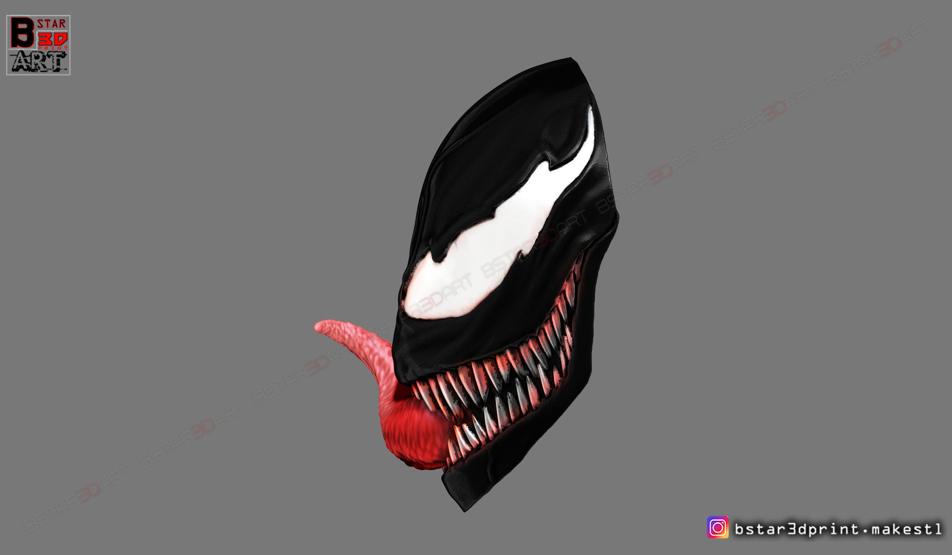 Venom Half Mask - Marvel Cosplay - Halloween Mask 3D print model_11